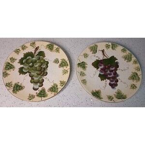 2 Pacific Rim Hand painted Grape Plates White Red Purple 10"